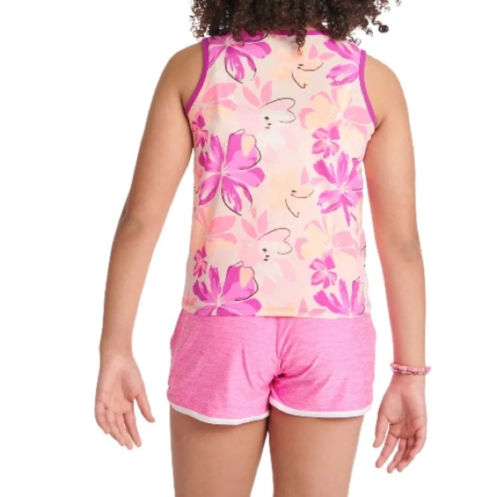 Justice Girls Pink Floral Tank Top